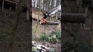 Takeuchi tb2150 with Axer grapple saw on engcon tackling windblow [upl. by Repsac]