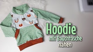 Hoodie mit Bauchtasche  Nähanleitung OHNE Schnittmuster  Für Anfänger  Nähtinchen [upl. by Valina]