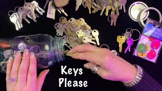 ASMR Key extravaganza No talking Jingling Keys amp key chains Soft Spoken later today [upl. by Lohse]