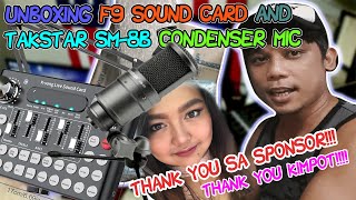 UNBOXING AND REVIEW  F9 SOUNDCARD AND TAKSTAR SM8B MIC [upl. by Carmina]