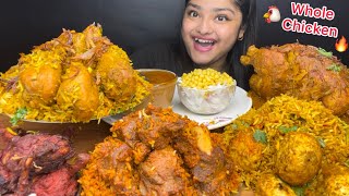 SPICY WHOLE MUGLAI MURG CHICKEN BIRYANI MUTTON BIRYANI EGG BIRYANI AND CHICKEN LOLLIPOP 🍗EATING [upl. by Ok288]