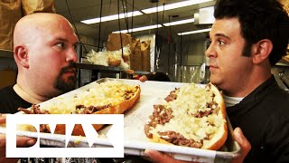 Adam Has To Eat A 20Inch Philly Cheesesteak In Under An Hour  Man v Food [upl. by Cece]