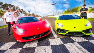 O GRANDE RACHA MINHA FERRARI VS LAMBORGHINI EVO DE 5 MILHOES [upl. by Nalaf11]