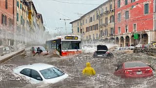 Italy went underwater Heavy flooding sweeps away cars and people in Catania Sicily Europe [upl. by Aksel480]