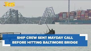 Container ship crew sent mayday call before striking Baltimore bridge [upl. by Ahsilam]