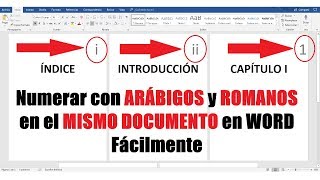 CÓMO NUMERAR CON ROMANOS Y ARÁBIGOS EN EL MISMO DOCUMENTO EN WORD [upl. by Ignacia]