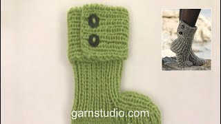 How to knit the slippers in DROPS 13442 [upl. by Ibrab]