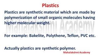 Plastics  Its types and usage  Mahalakshmi Academy [upl. by Maryjo]