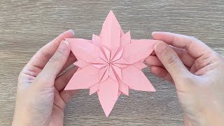 Christmas Origami Snowflake  Winter Flower  Shortened Version ❄️ [upl. by Ayit]