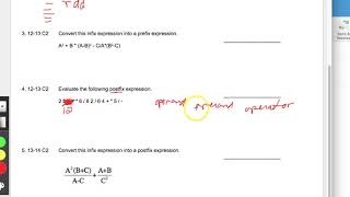 ACSL Prefix Postfix Infix Contest 2 Worksheet 1 [upl. by Alleris407]