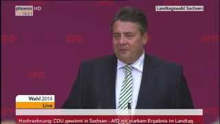 Landtagswahl Sachsen Statement des SPDVorsitzenden Sigmar Gabriel am 31082014 [upl. by Ednew]