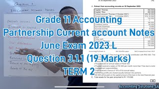 Grade 11 Accounting Term 2  Paper 1  Partnership Current account Notes  June 2023 Exam paper [upl. by Nnaeerb]