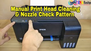 How to Perform Print Head Cleaning and Nozzle Check Pattern in Epson L3110 without using Computer [upl. by Garibald911]