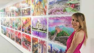 Grafika 48000 Travel Around the World  closeup of completed jigsaw puzzle hanging on the wall 4K [upl. by Matlick258]