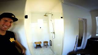 Affordable Frameless Shower Door  Two Panel Inline Frameless Shower Door Installation  Timelapse [upl. by Neron848]