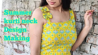 Stylish one shoulder summer kurti design full making in easy steps creativesew [upl. by Reece]