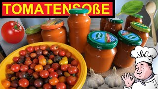 Eigene Tomatensoße einkochen 🍅🍀 Tomatensauce einmachen Rezept ohne Schälen tomaten tomatensoße [upl. by Acirrehs]