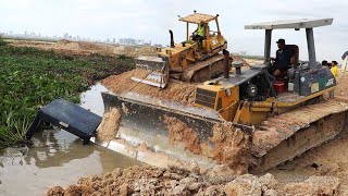 Amazing  Accident Once the bulldozer is located underwater recovery process Successfully 100 [upl. by Ileana]