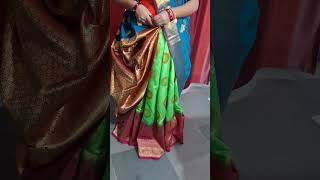 Lehenga style saree draping sareedraping tending  model Lehenga youtube [upl. by Htabmas]