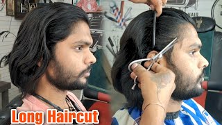 how to cut long haircut for mens  Step by Step Tutorial 2023  Sahil barber [upl. by Jakoba]