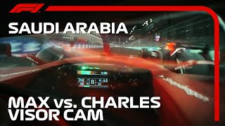 VISOR CAM Max Verstappen vs Charles Leclerc  2022 Saudi Arabian Grand Prix [upl. by Natsreik108]