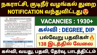 நகராட்சி துறை வேலைவாய்ப்பு 2024  tnmaws recruitment 2024  tamilnadu municipality jobs 2024 tnjobs [upl. by Ainslie]