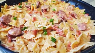 EASY Kielbasa With Bowtie Pasta  Whats For dinner [upl. by Occor]