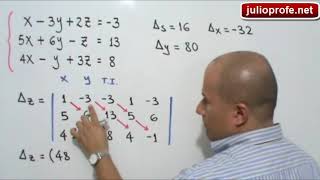 Sistema de 3x3 resuelto por Regla de Cramer [upl. by Loftis906]