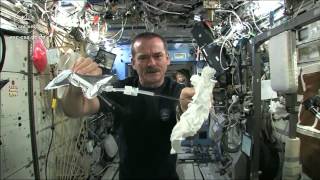 Wet Washcloth In Space  What Happens When You Wring It  Video [upl. by Aihsei154]