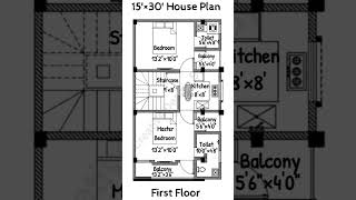 15×30 North facing house plan 450 sqft  2D House Plan home shorts [upl. by Mya834]