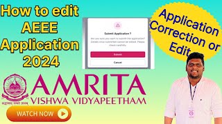 How to edit AEEE application 2024  Correction  btech admission amritapuri aeee amritauniversity [upl. by Aron]