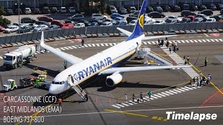 Timelapse Flight with ATC  Carcassonne to East Midlands  Ryanair Boeing 737800 [upl. by Vashti]