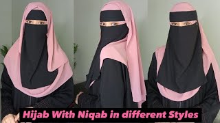 Hijab With Niqab In Different Styles  How To Wear Saudi Niqab And Hijab [upl. by Yvad]