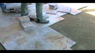 Travertine Paver Pool Deck Installation  Part 2 [upl. by Ezechiel]