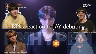 English subtitle BTSs reaction to ENHYPENs JAY debuting [upl. by Tifanie742]