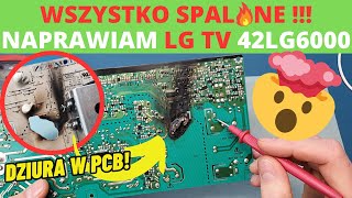 Potężnie spalony zasilacz LG TV 42LG6000  czy go naprawię Jak naprawiać spaloną elektronikę [upl. by Notnroht]