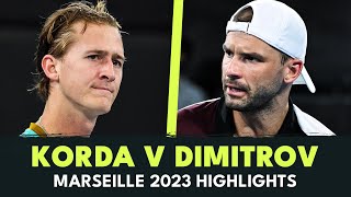 ENTERTAINING Grigor Dimitrov v Sebastian Korda Match Highlights  Marseille 2024 [upl. by Retxed]