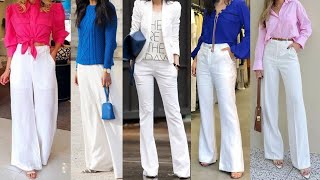 MODA MUJER 2024 PANTALONES BLANCOS de moda 2024 como COMBINARLOS [upl. by Creamer540]