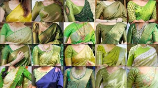 Light Green Color Blouse Designs💚Attractive Light Green Color Blouse Combinations For Silk Sarees😍 [upl. by Hserus]