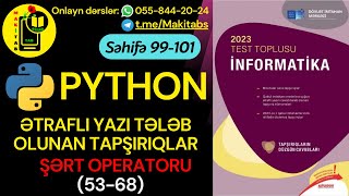 DİM TEST TOPLUSU 2023 İNFORMATİKA  PYTHON  ƏTRAFLI YAZI TƏLƏB EDƏN TESTLƏR  IFELSE  Test 5368 [upl. by Ecnar]