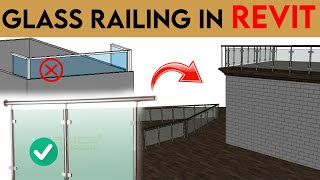 Glass railing in revit tutorials  Revit railing  Revit architectecture revit tutorials in hindi [upl. by Eigram370]