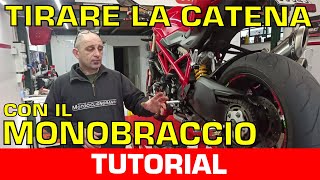 TUTORIAL TENSIONAMENTO CATENA moto con il forcellone monobraccio [upl. by Onaireves]