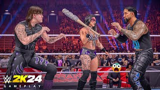 WWE 2K24  Jey Uso vs Dominik Mysterio with Rhea Ripley as Referee [upl. by Luedtke494]