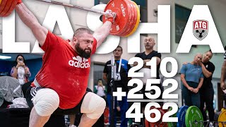 Lasha Talakhadze 210kg Snatch x3 252kg CampJ 462 TOTAL 2023 Worlds [upl. by Gaidano346]