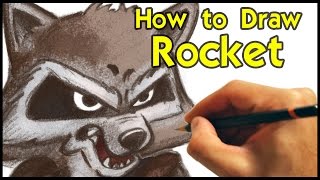 How to draw Rocket Raccoon from Guardians of the Galaxy  Step by Step  Narrated [upl. by Oilla]