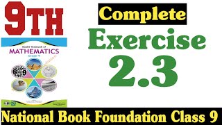 class 9 maths chapter 2 exercise 23 new book  national book foundation class 9 mathsfazal academy [upl. by Macfarlane]