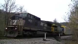 NS CSX Power with RS3L Pulls NS 29W at Elliston VA [upl. by Kannry]