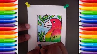 How to drawing red parrot parrot birds tia redbirds drawing artwork ashdrawingbd [upl. by Queston]