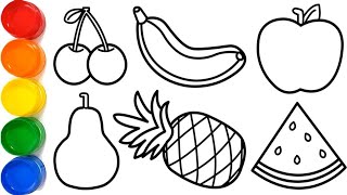 Fruits Drawing And Colouring Lkg Class  Fruits drawing for kids  kids drawing easy [upl. by Roumell899]