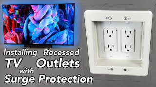 Installing Recessed Electrical Outlets with Surge Protection for Wall Mounted TV [upl. by Eve993]